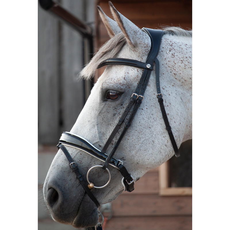 Henry James Patent Dressage Bridle With White Padding - Black-3